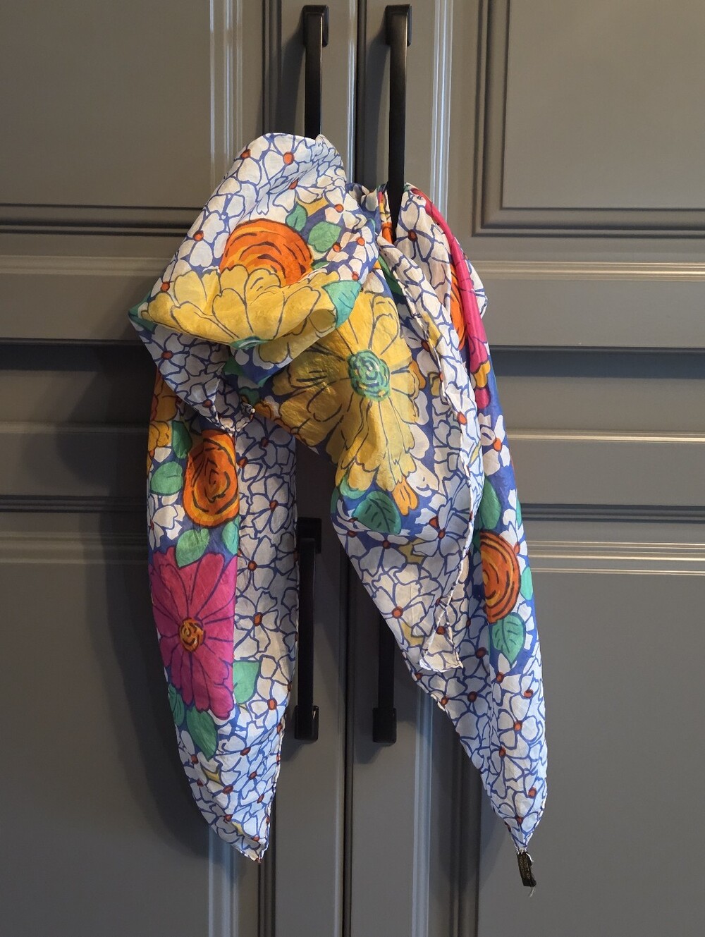 Silk Rolled Floral Scarf